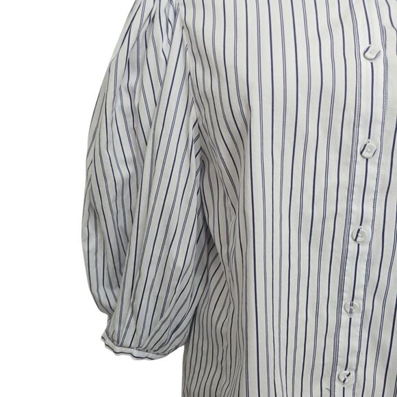 NWT Madewell Puff-Sleeve Button Up Stripe Blouse Size 14 NT779 Coastal Casual - Picture 9 of 10